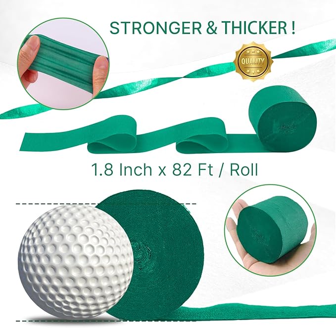 PartyWoo Crepe Paper Streamers 4 Rolls 328ft, Pack of Bluish Green Party Streamers, Crepe Paper for Birthday & Wedding Decorations (1.8 in x 82 Ft/Roll)