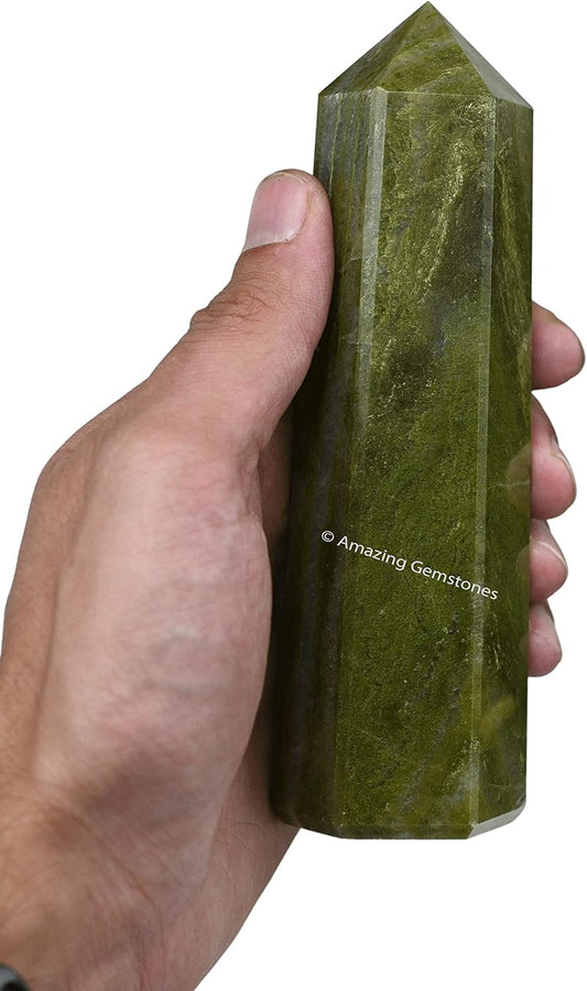 Amazing Gemstone Large Vesuvianite Crystal Towers ~ Natural Healing Crystal Point Obelisk for Reiki Healing and Crystal Grid (5.5 to 6 INCH)