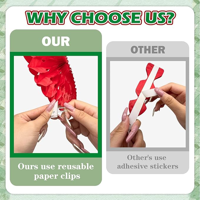 13Pcs Italian Party Decorations, Hanging Red White and Green Paper Lanterns Paper Fans for Birthday Wedding Baby Shower Christmas Mexican Independence Day Italian Themed Party Decorations