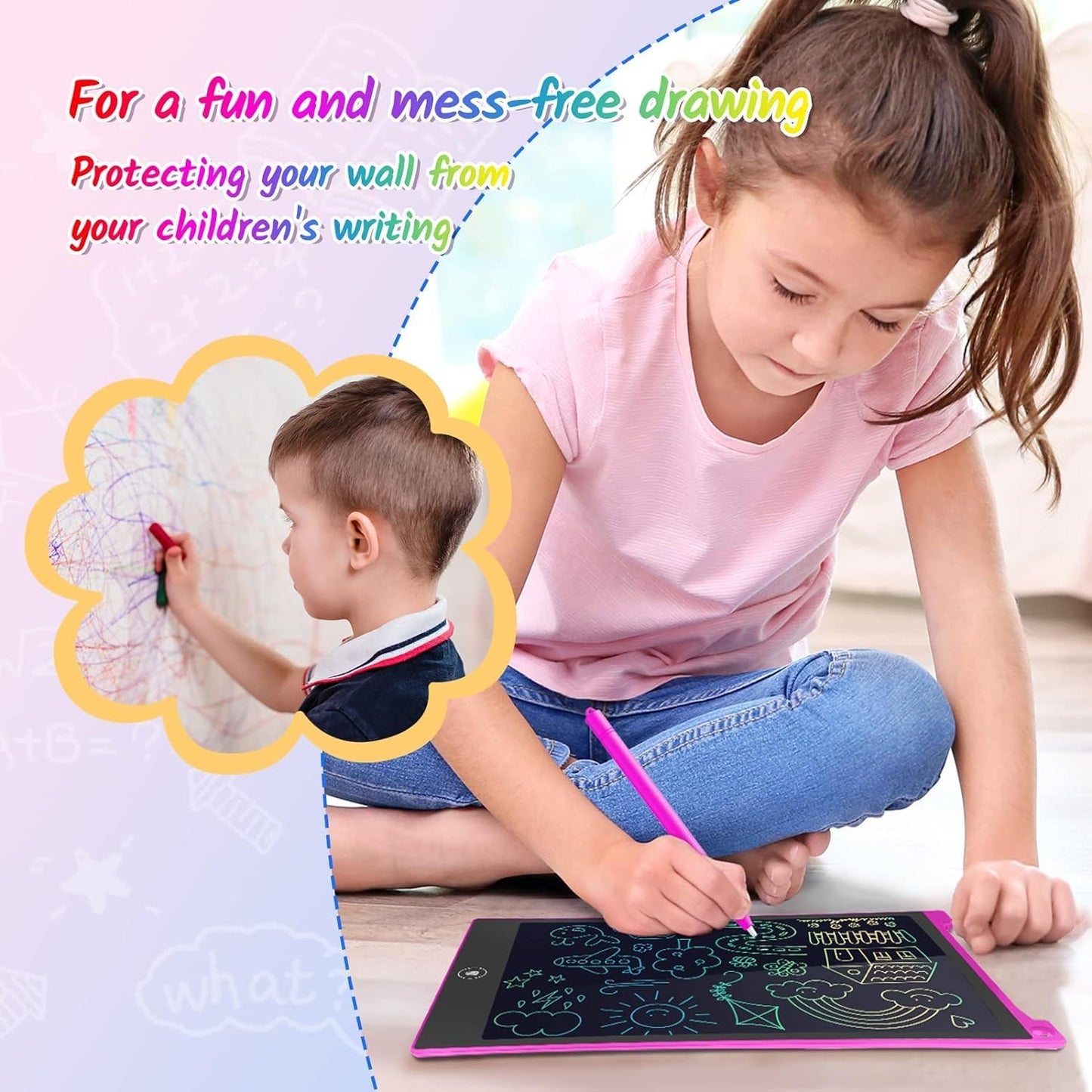 TECJOE 2 Pack LCD Writing Tablet, 10 Inch Colorful Doodle Board Drawing Tablet for Kids, Kids Travel Learning Toys Christmas Birthday Gifts for 3 4 5 6 Year Old Boys and Girls Toddlers