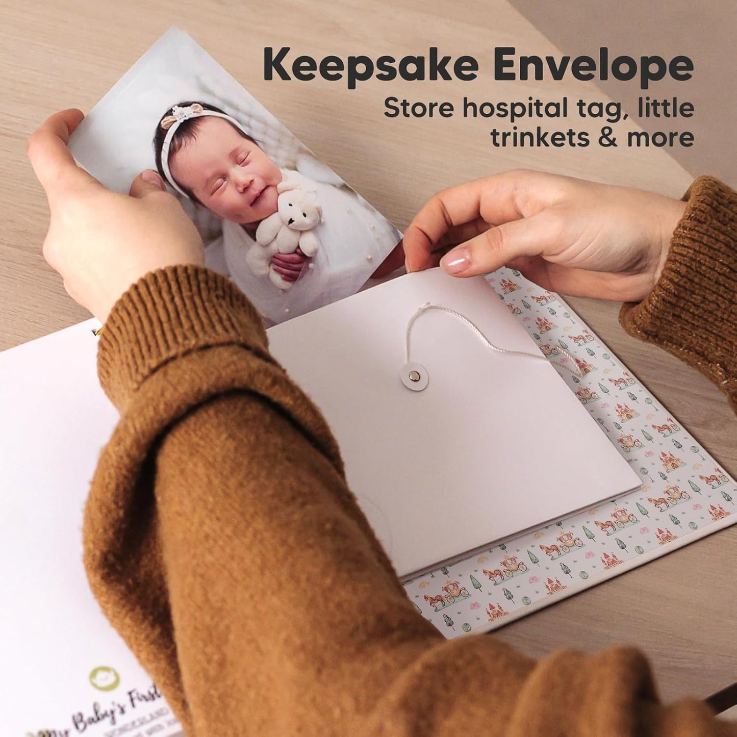 First 5 Years Baby Memory Book Girl, Boy - 90 Pages Hardcover First Year Milestone Keepsake Book, Newborn Scrapbook for New Parents, Minimalist Photo Album Journal,Gift for Baby Shower(Fairytale Land)