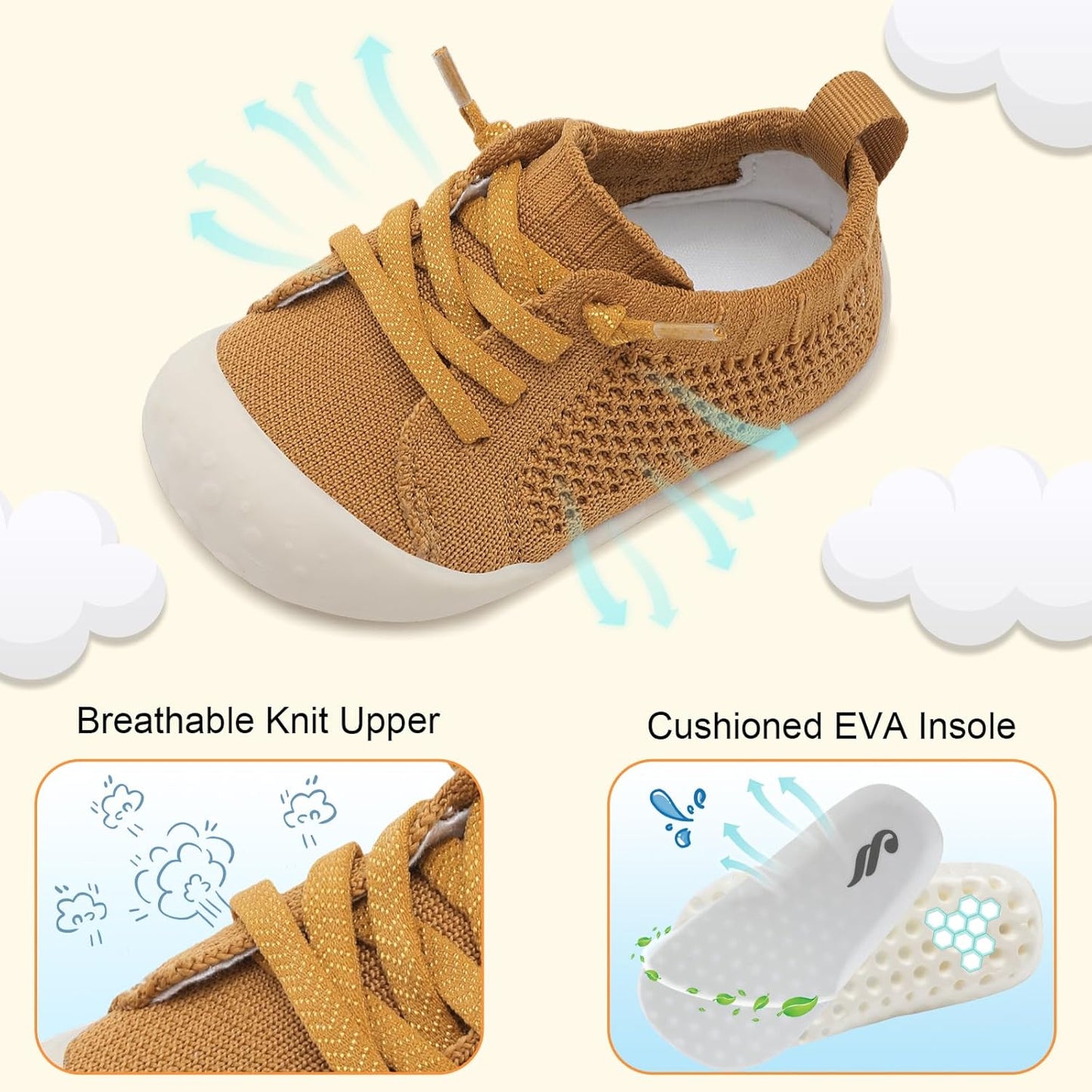 JIASUQI Baby Shoes for Toddler Boys Girls Sneakers Slip on Walking Shoes for Babies