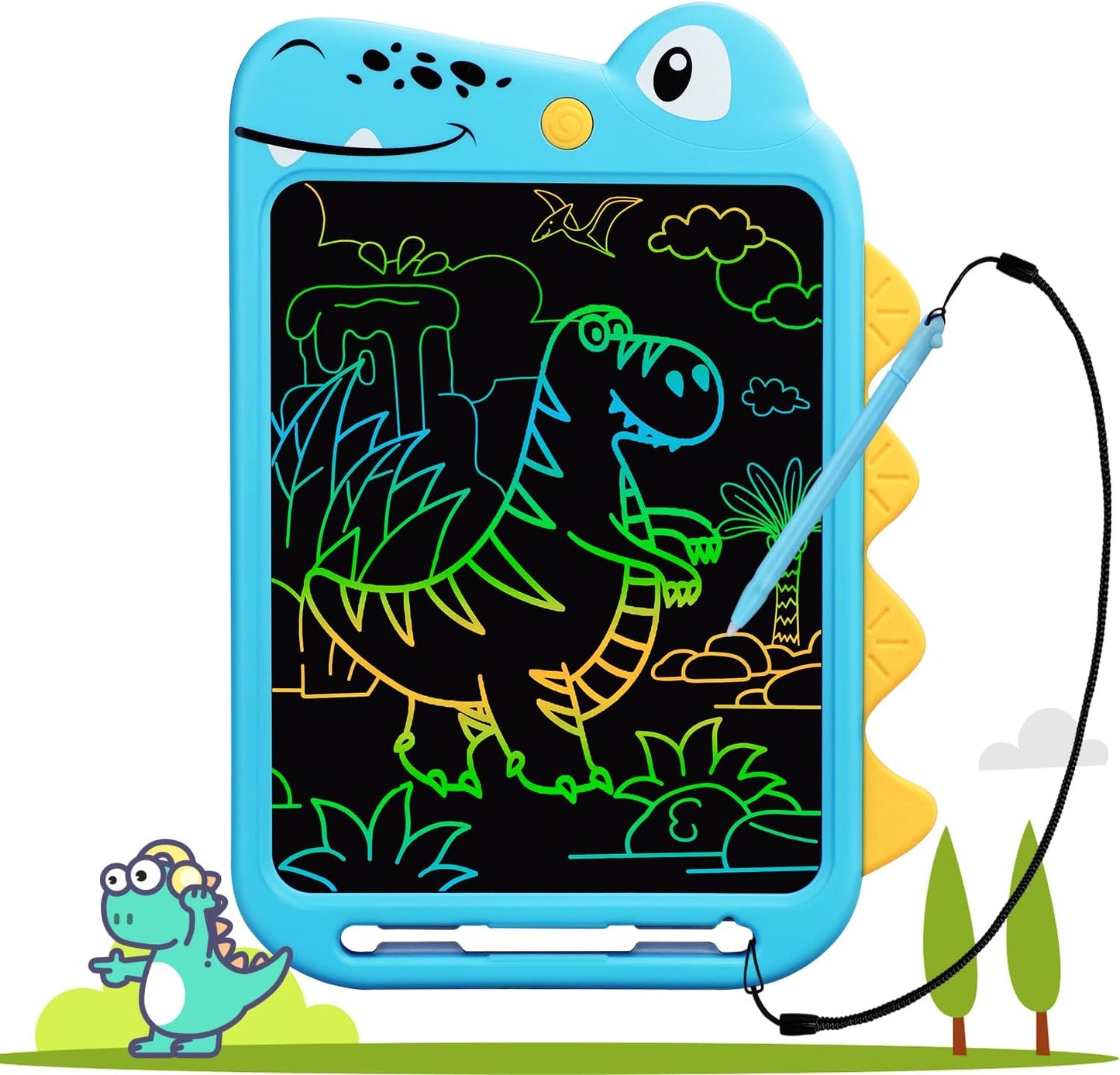 LCD Writing Tablet for Kids, 10 Inch Colorful Drawing Board, Learning Educational Toddler Toys Gifts for Kids, Drawing Tablet Gift for Boys Girls 3 4 5 6 7 8 Years Old (Blue-Dinosaur)