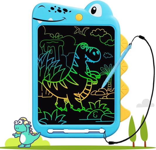 LCD Writing Tablet for Kids, 10 Inch Colorful Drawing Board, Learning Educational Toddler Toys Gifts for Kids, Drawing Tablet Gift for Boys Girls 3 4 5 6 7 8 Years Old (Blue-Dinosaur)
