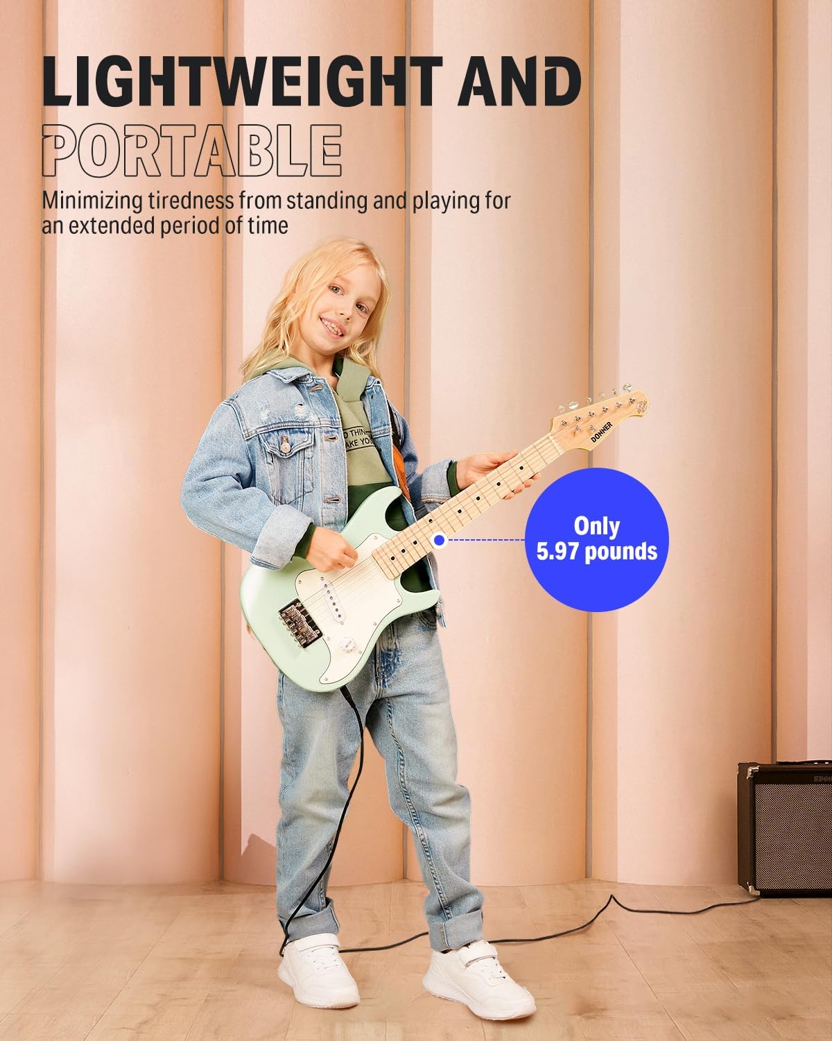 Donner 30 Inch Junior Electric Guitar Beginner Kit ST Style Mini Electric Guitar Starter Package for Teens with Amp, 600D Bag, Tuner, Picks, Cable, Strap, Extra Strings DSJ-100