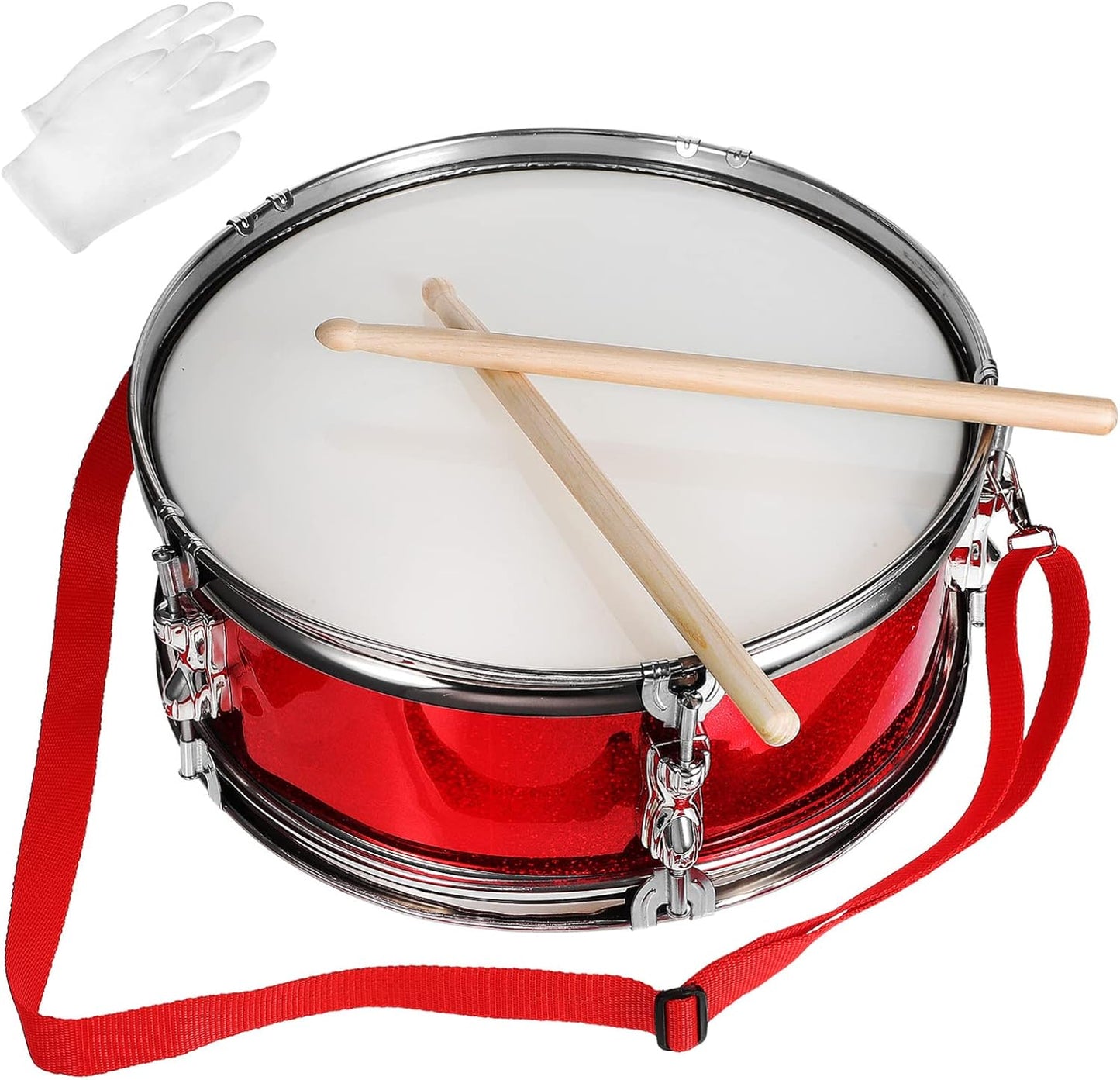 Milisten Marching Drum Set 13 Inch, Snare Drum with Wooden Mallet, Gloves and Adjustable Strap, Snare Kit Kids Orff Percussion Musical Instrument, for Kids Teens Red