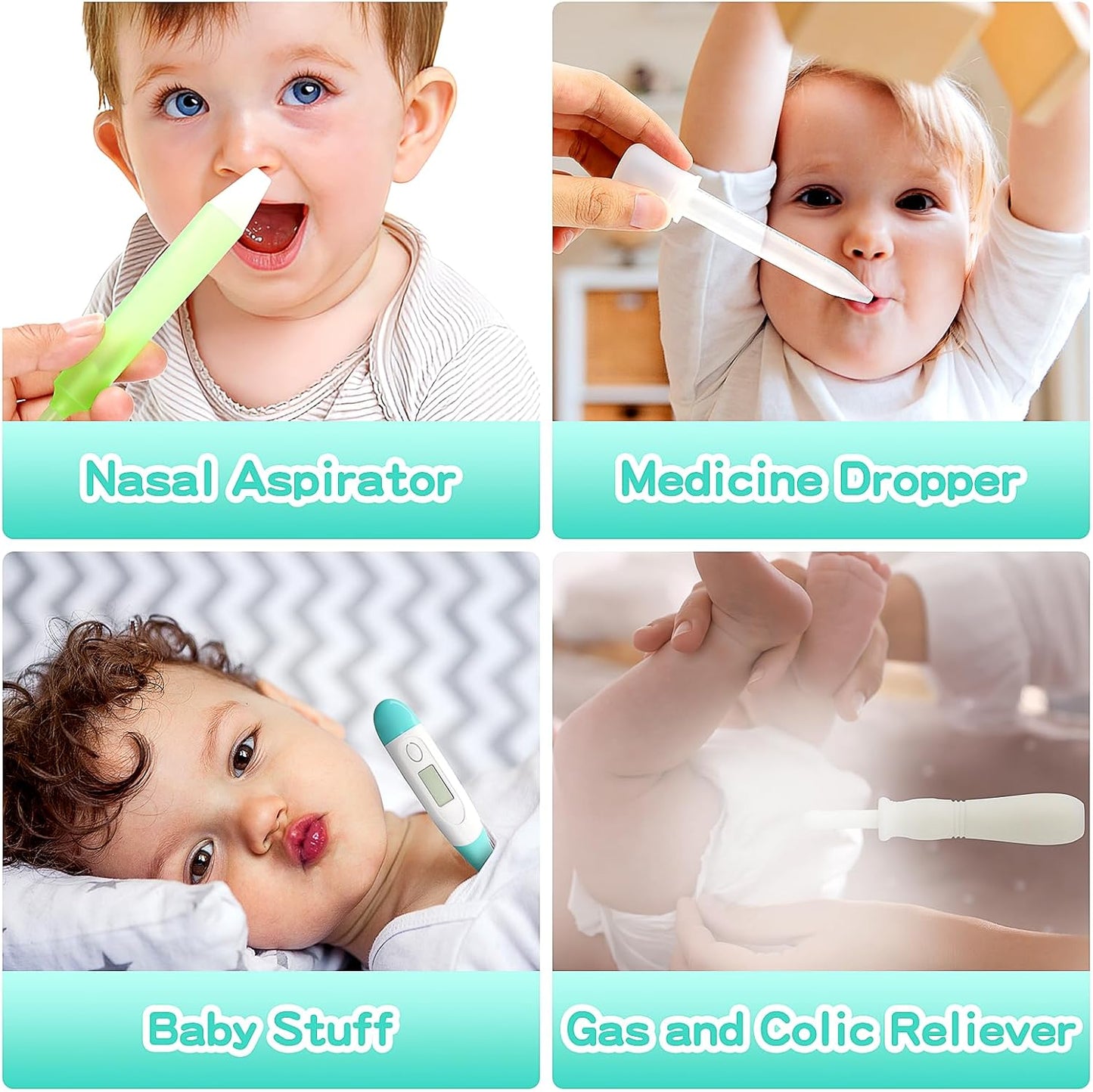 Baby Healthcare and Grooming Kit, 21 in 1 Portable Baby Essentials Kit with Gas Relief Hair Brush Comb Nasal Aspirator for Newborn Boys Girls (21 Kits-Green)