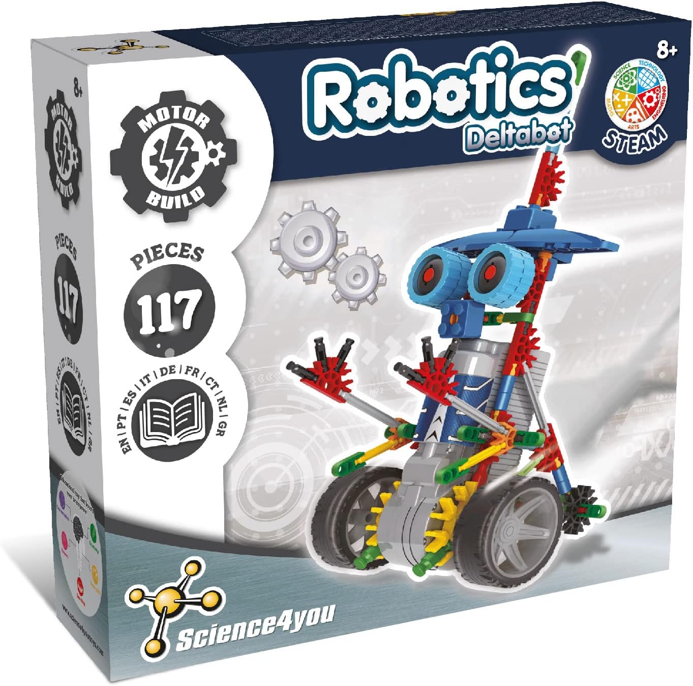 Science4you Deltabot Robot Toy Kit for Kids Age 8-12 - STEM 117 Pieces Robotics Kit, Build Your Own Robot Toy for Kids Age 8+, Educational Science Kits DIY Building Toys, Gift for Boys and Girls