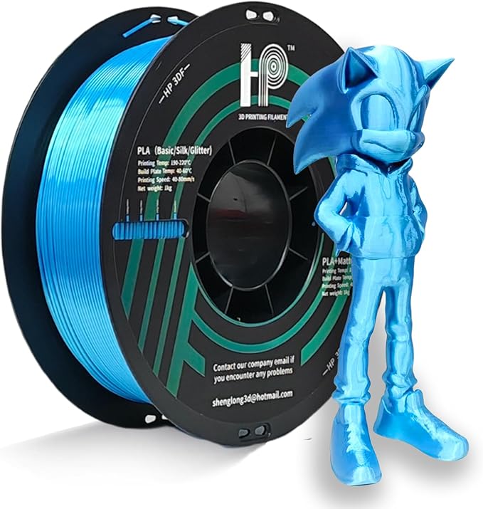 PLA Filament, Silk PLA, 3D Printer Filament, PLA Filament 1.75mm Dimensional Accuracy +/- 0.02mm, 1KG Spool (2.2 lbs), Fit Most FDM Printer (Silk Blue)