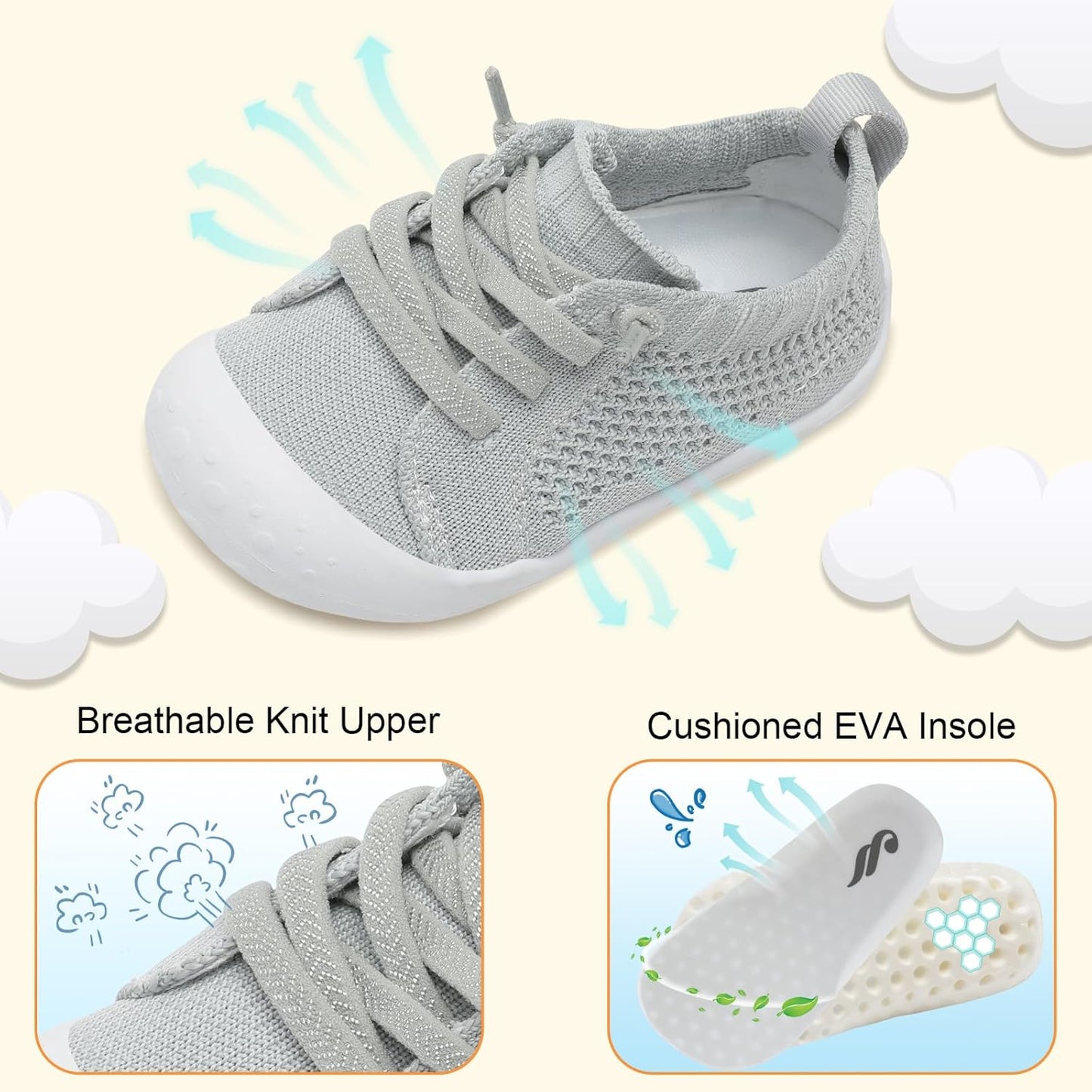 JIASUQI Baby Shoes for Toddler Boys Girls Sneakers Slip on Walking Shoes for Babies