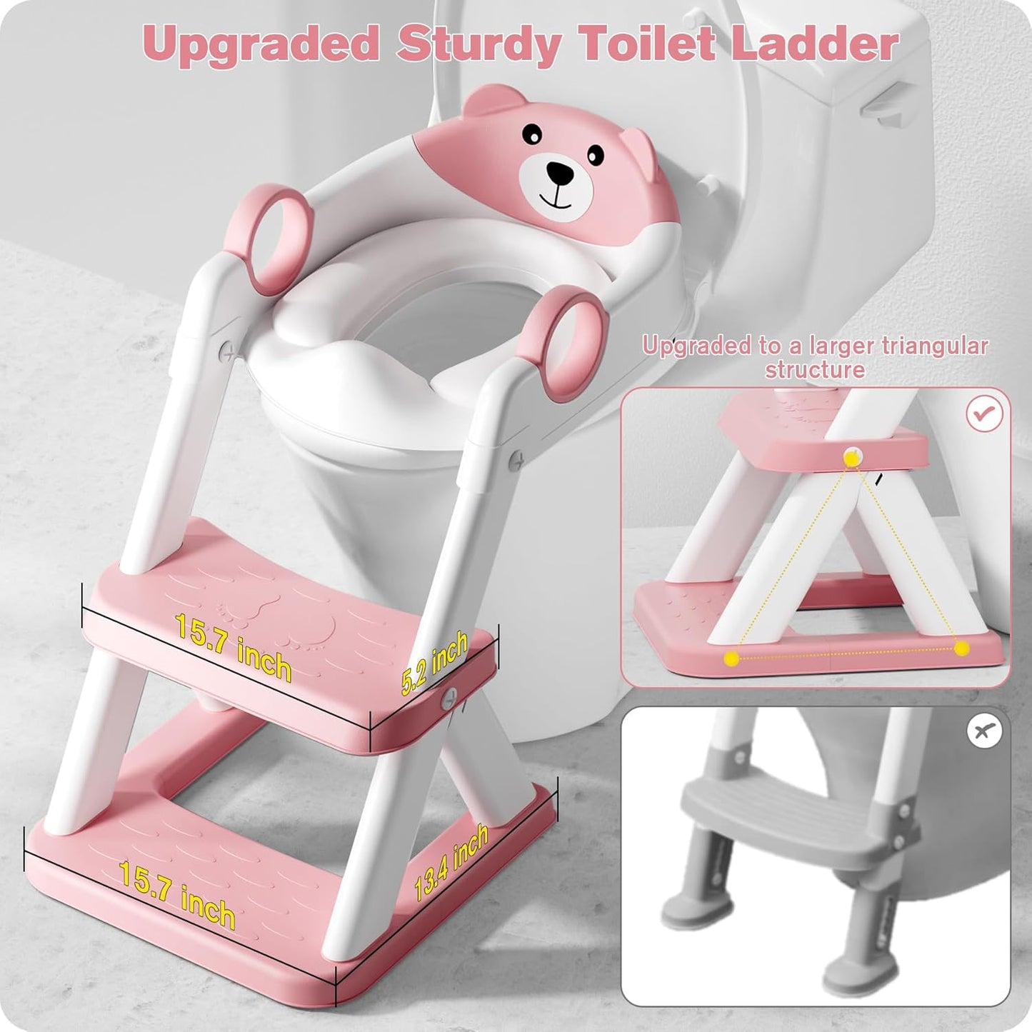 Potty Training Seat, Upgrade Toddler Toilet Seat for Kids Boys Girls, 2 in 1 Potty Training Toilet, Splash Guard Anti-Slip Pad Step Stool
