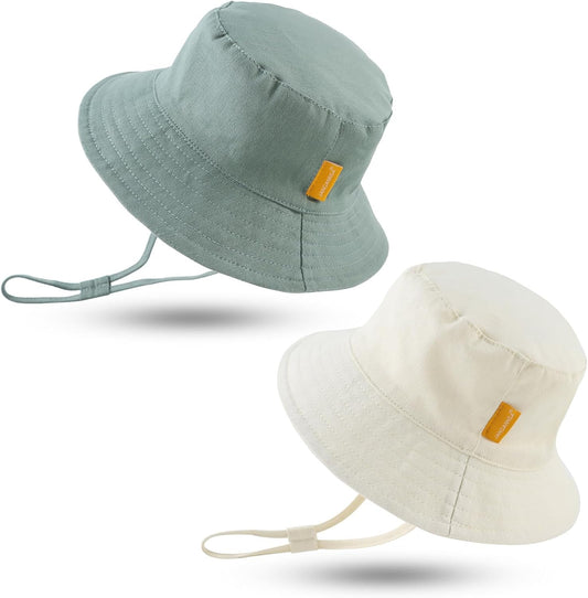 JANGANNSA Cotton Baby Sun Hat Infant Toddler Boys Girls Bucket Hats Summer Sun Protection Kids Beach Caps