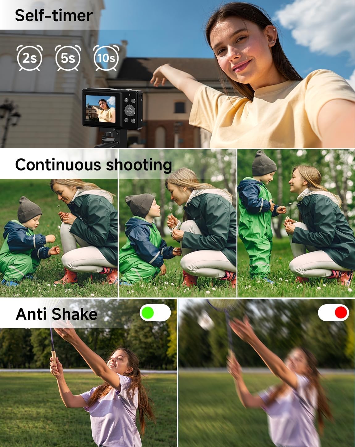 Digital Camera for Kids, FHD 1080P 44MP Point and Shoot Digital Camera with Face Detect, Smile Capture, 18X Zoom, 20 Filters, Anti Shake, 32GB SD Card Blcak Compact Vintage Camera for Kids Boys Girls