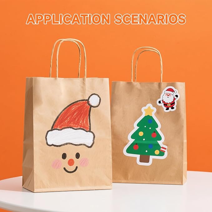 METAPRINT Brown Paper Gift Bags with Handles in Bulk,100 Pack 5.8x3.2x8.25 Inch Small Kraft Paper Bags for Birthday, Party Favors, Grocery, Retail, Shopping, Business