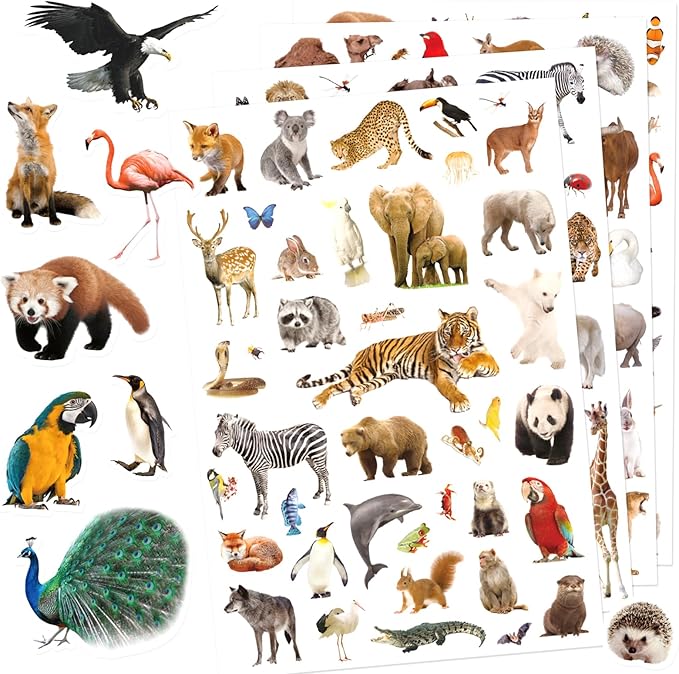 Wild Animals Stickers 750 Count Safari Jungle Animal Woodland Wildlife Zoo Creatures Stickers Party Favors Gifts Sticky Decor for Scrapbook Calendar Planner Gift Wrap Decor