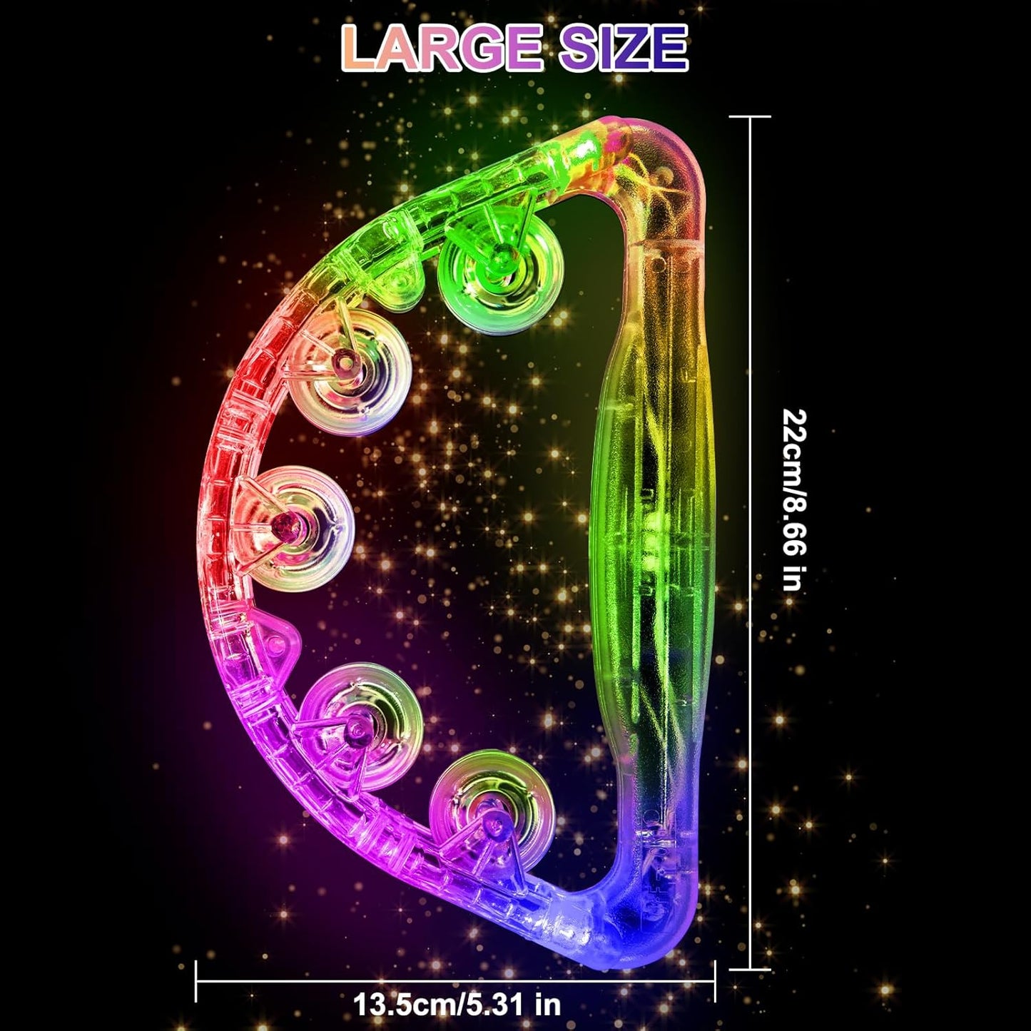 Aywewii LED Tambourine for Kids & Adults, Light Up Toys Handheld Musical Flashing Tamborine with 3 Modes, Sensory Toys Autism Toys for Birthday, Christmas, Concerts & Party