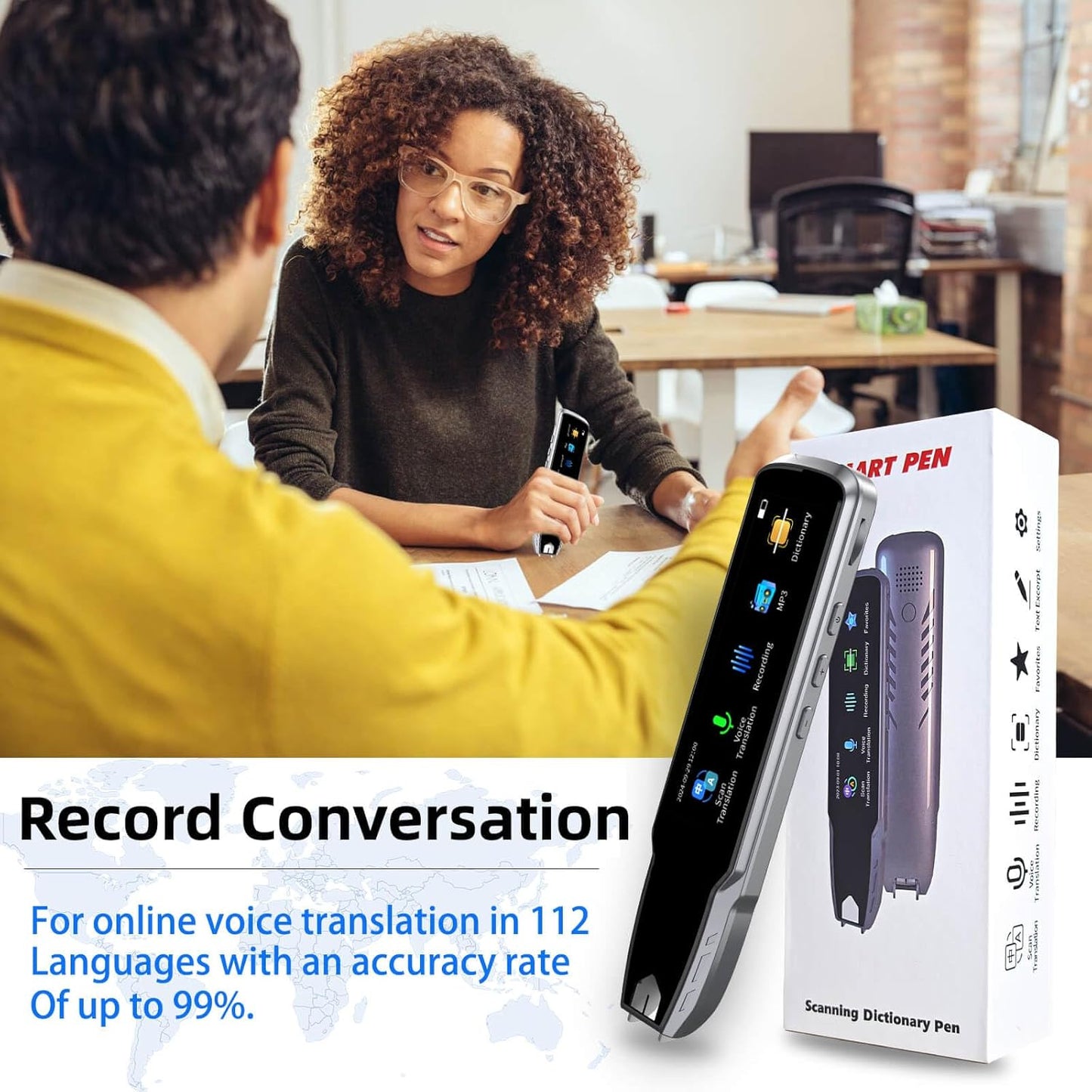 Translator Pen for Dyslexia & Language Learning - 112 Languages Voice Translation Device with Offline Mode, Text Excerpt & Portable Scan Reader Pen for Kids/Adults (Grey)