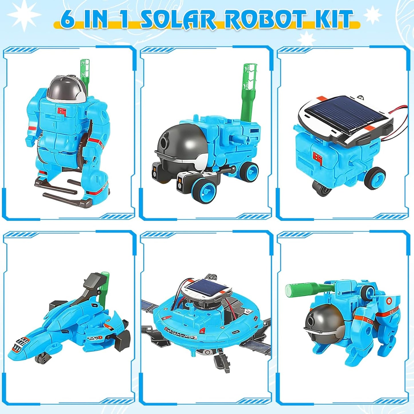 STEM Projects for Kids Ages 8-12 Solar Robot Kit 6-in-1 Space Toys for 10-Year-Old Boy Girl Gift Building Toys Science Kits Christmas Birthday Gifts for 8 9 10 11 12 Year Old, Blue