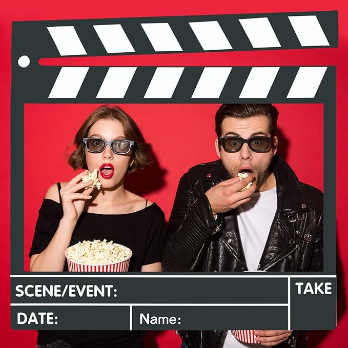 Movie Night Party Decorations Large Movie Night Photo Decorations, 25.59 x 15.75 Inch Theme Film Backdrop Decor Supplies for Theater Film Themed Birthday Party