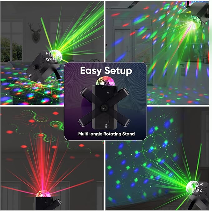Party Lights DJ Disco Ball Light: LED Stage Laser Light with Sound Activated Remote 72 Patterns - RGB Strobe Lighting Projector for Parties Club Floor Bar Rave Christmas