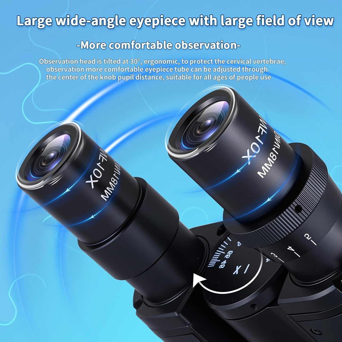 40X-2500X Binocular Microscope, WF10x and WF25x Eyepieces, LED Illumination, with Specimen Handpiece Holder, for Beginners, Microscope for Adults