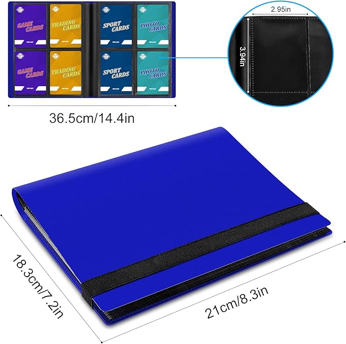4 Pocket Card Binder for Trading Card, 160 PockeCard Folder Ablum for Cards Collection for Sports Cards, Baseball Cards, Game Cards, Mini TCG Binder Fit for MTG, Gift for Card Collector (Navy blue)