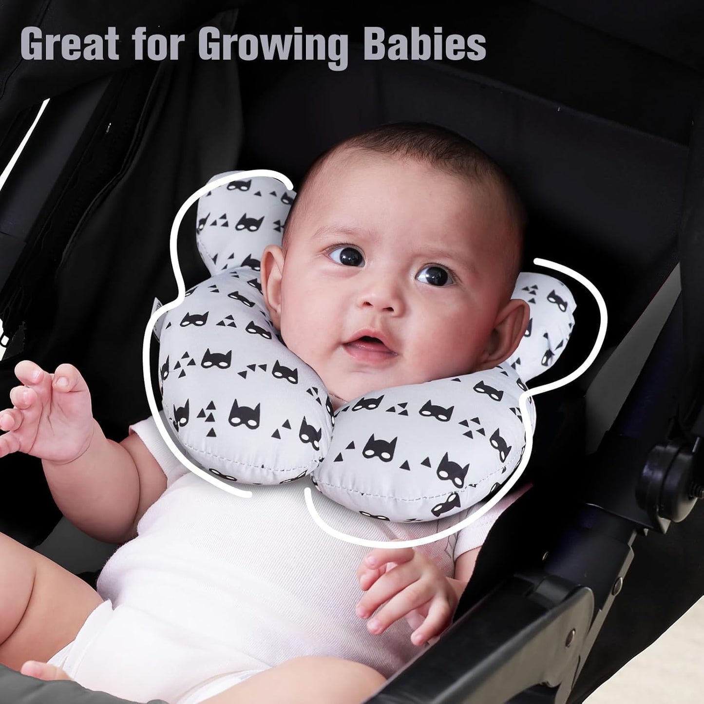 KAKIBLIN Baby Travel Pillow for Head and Neck, Upgraded Baby Support Pillow, Baby Neck Pillows for Car Seat,Pushchair,Travel, Grey