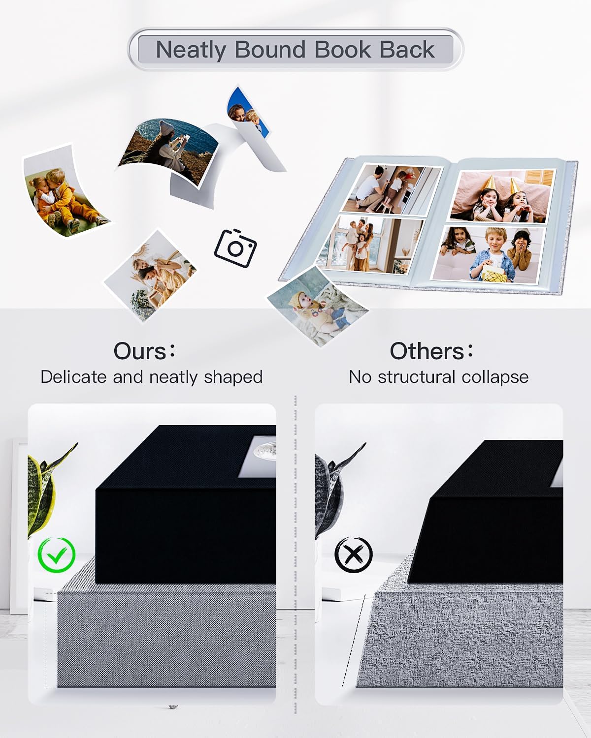 popotop Photo Album 4x6-200 Photos Photo Books with 200 Horizontal Pockets,Linen Cover Albums for Family Wedding Anniversary Baby Vacation Pictures