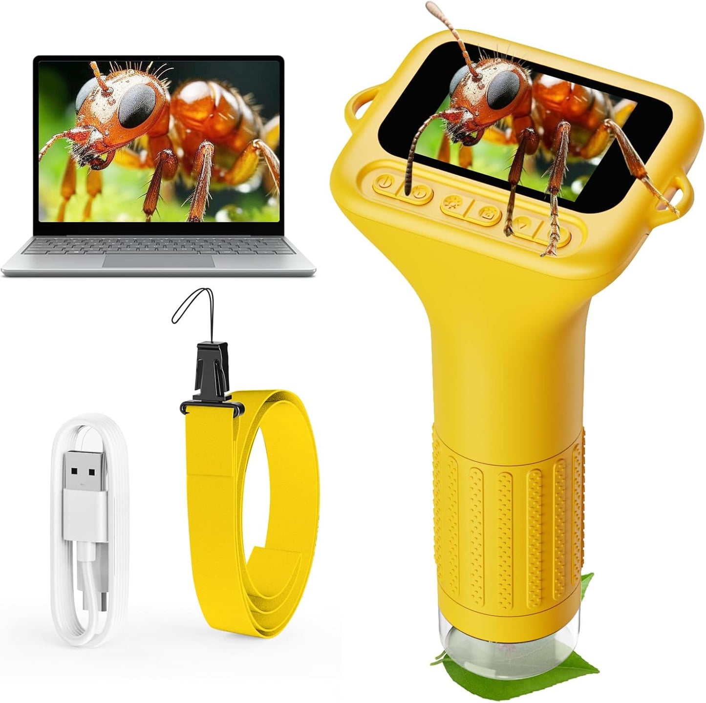 Microscope for Kids, 2'' Digital Handheld Kids Microscope with Adjustable Light, 1000X 1080P Pocket Portable Mini Micro Scope, Stem Toys for Ages 5-7 8-12 Teen Boys and Girls Educational Gifts, Orange