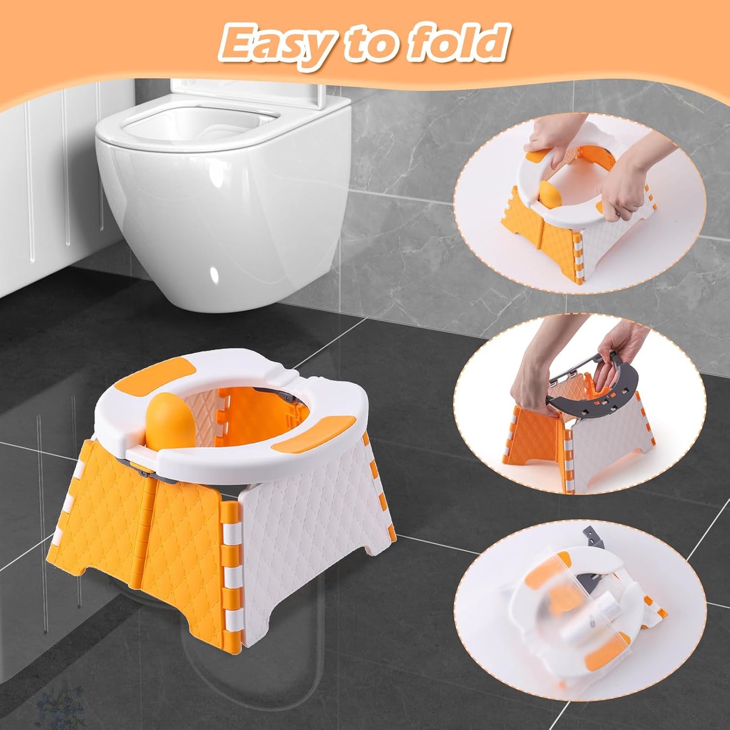 Portable Potty for Toddler Travel, Kids Travel Potty Training Chair with Travel Bag, Baby Potty Training Toilet for Outdoor and Indoor Easy to Clean(Orange) by Yszawmx, Includes 30 Replacement Bags