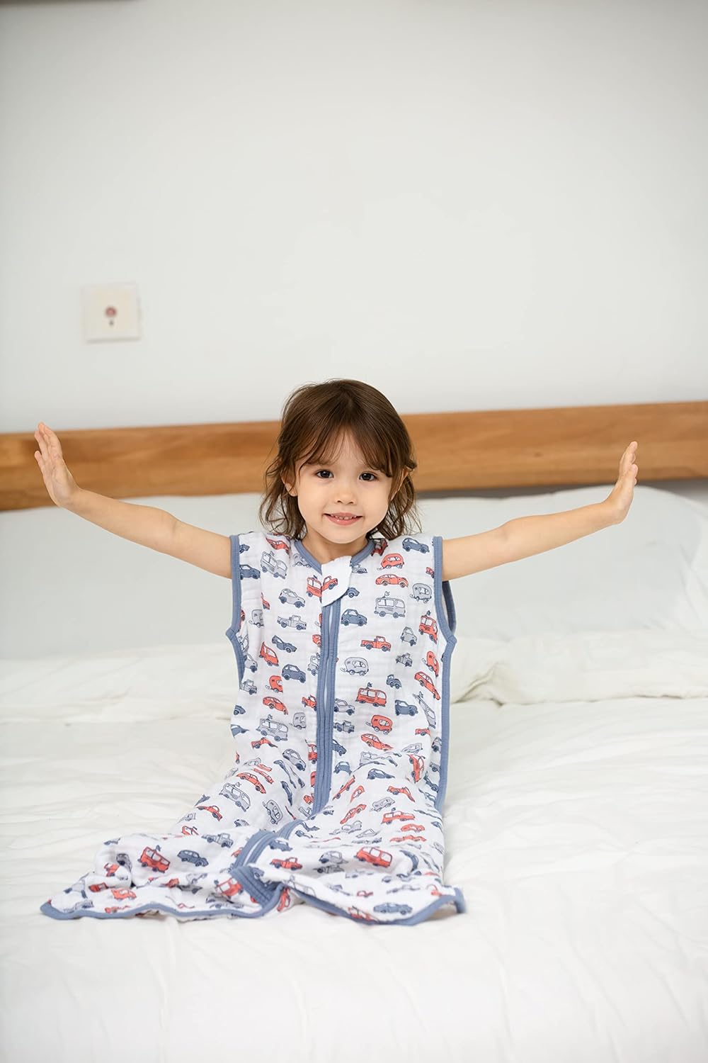 Baby Sleep Sack 2-4 T Baby Wearable Blanket 100% Organic Cotton 0.5 TOG Toddler Sleep Sacks 2- Way Zipper Soft Car 4 Layers 2T 3T 4T