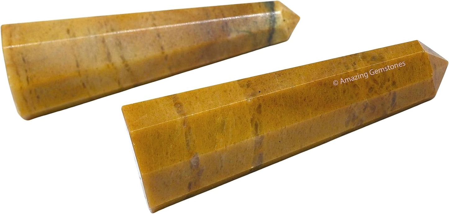 Amazing Gemstone Yellow Jasper Crystal Towers - Natural Healing Crystal Point Obelisk for Reiki Healing and Crystal Grid (3 Inch)