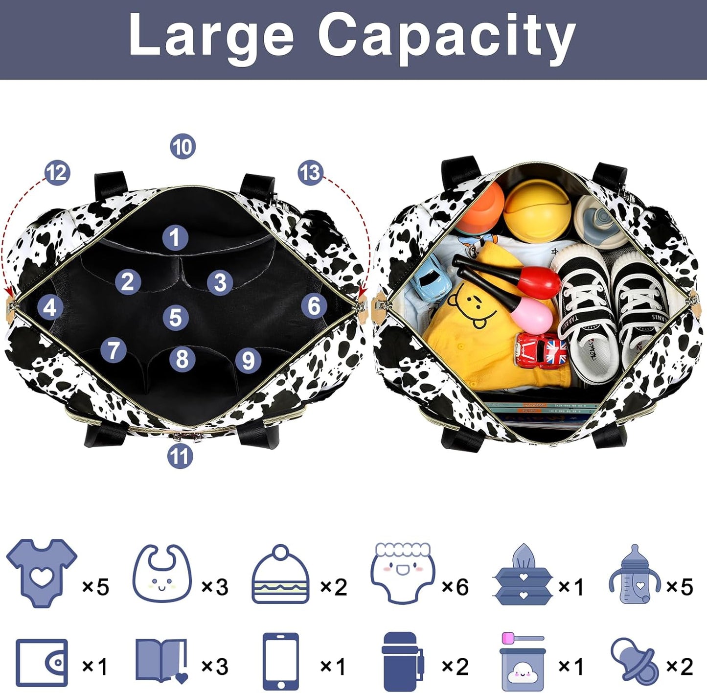 ITIEZY Diaper Bag Tote for Baby - Large Mommy Bag with Portable Changing Pad Pacifier Case, Hospital Bags Travel Baby Bag