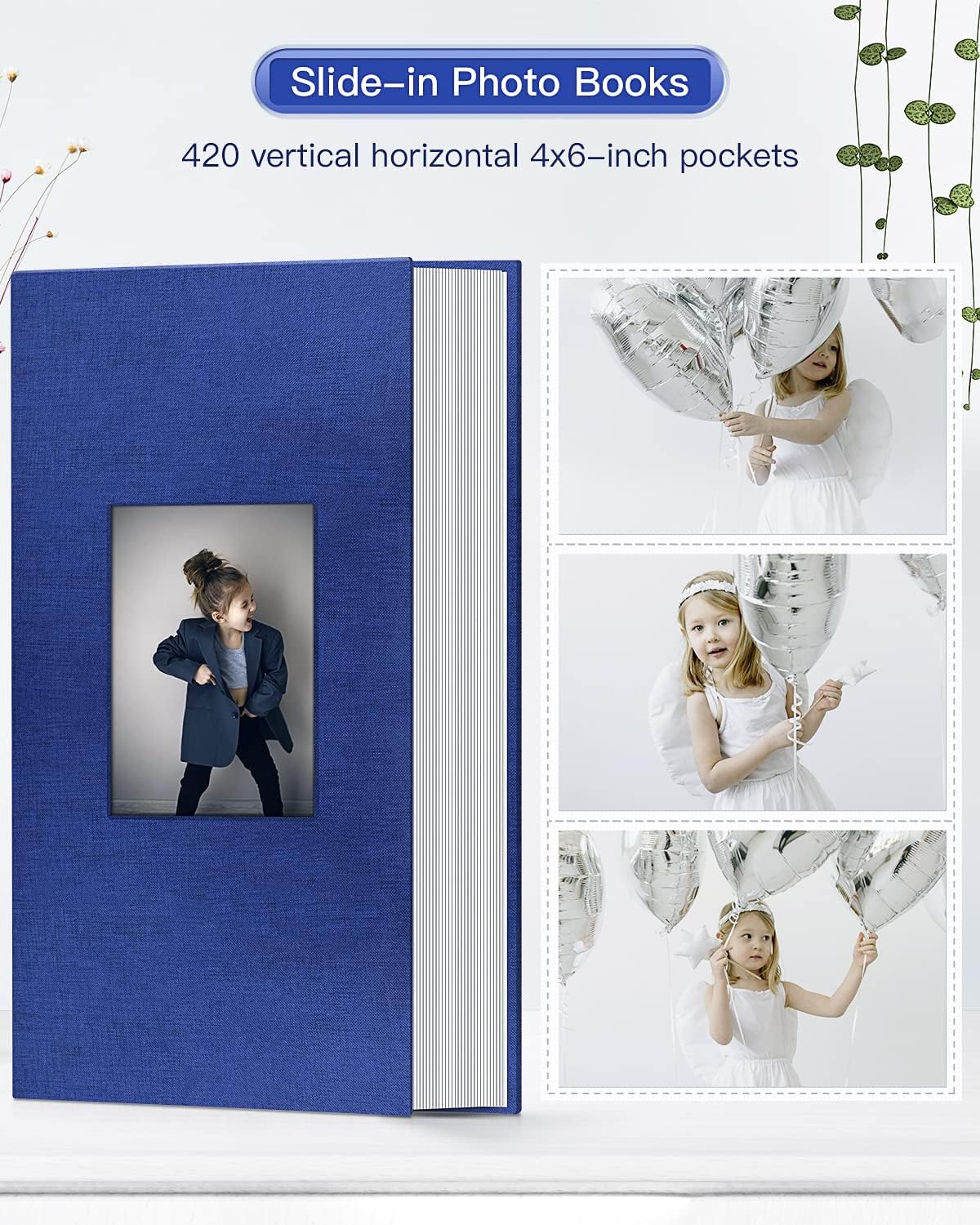 popotop Photo Album 4x6-420 Photos Photo Books with 420 Horizontall Pockets,Linen Cover Albums for Family Wedding Anniversary Baby Vacation Pictures