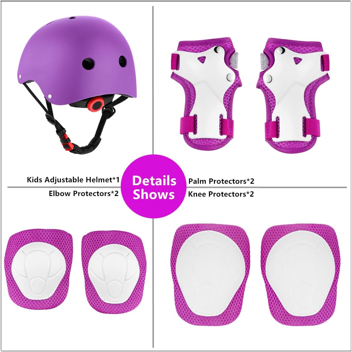 Kids Bike Helmet for Ages 2-14, Adjustable Safety Toddler Helmet with Protective Gear Set, Skateboard Scooter Helmets with Knee Elbow Pads Wrist Guards