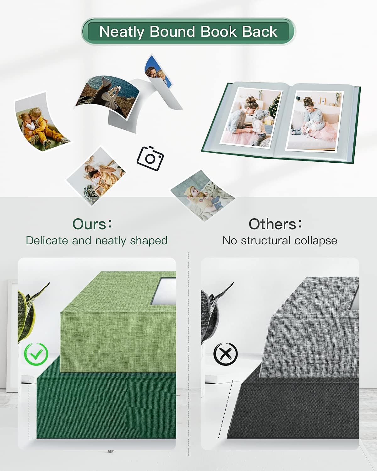 popotop Photo Album 4x6-100 Photos Photo Books with 100 Vertical Pockets,Linen Cover Albums for Family Wedding Anniversary Baby Vacation Pictures