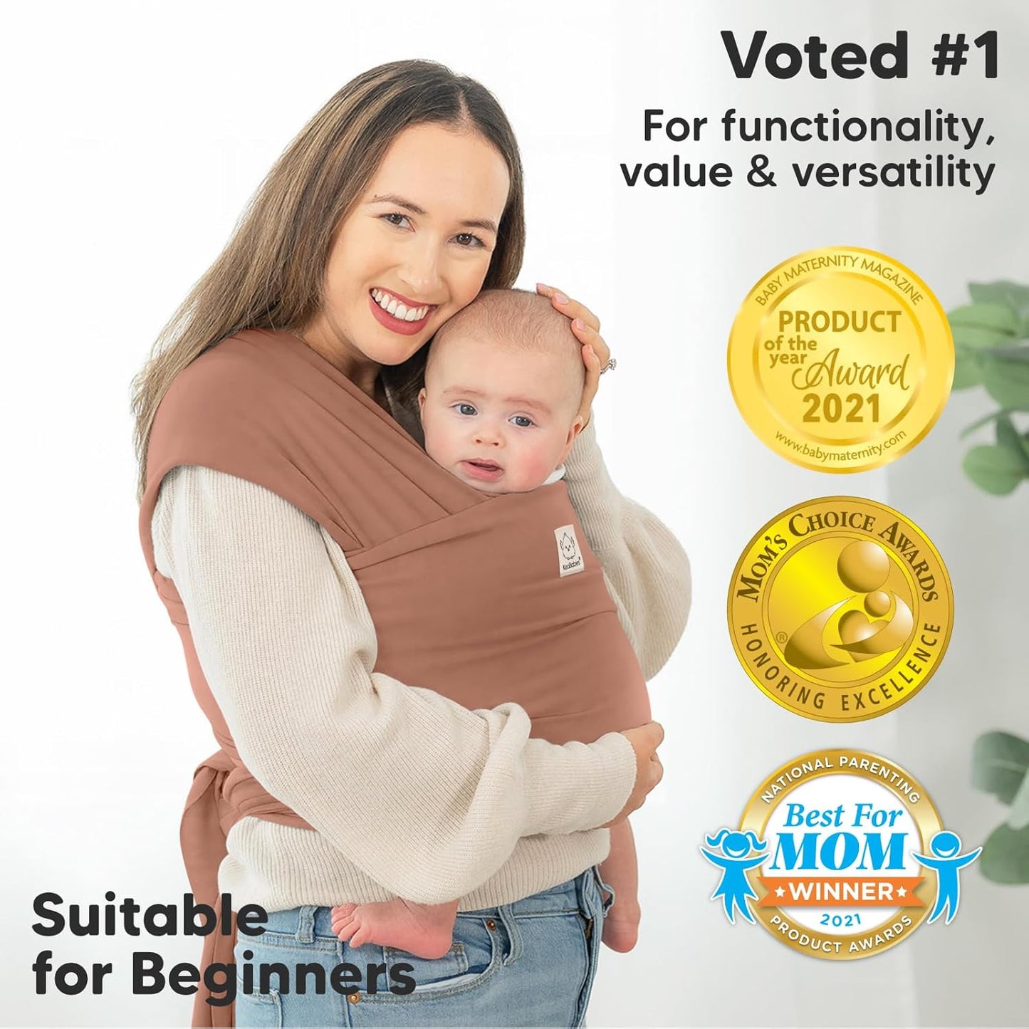 KeaBabies Baby Wrap Carrier - All in 1 Original Baby Carrier Newborn to Toddler Sling, Easy to Wear, Hands Free Bonding, Lightweight, Breathable Infant Wraps (Terracotta)