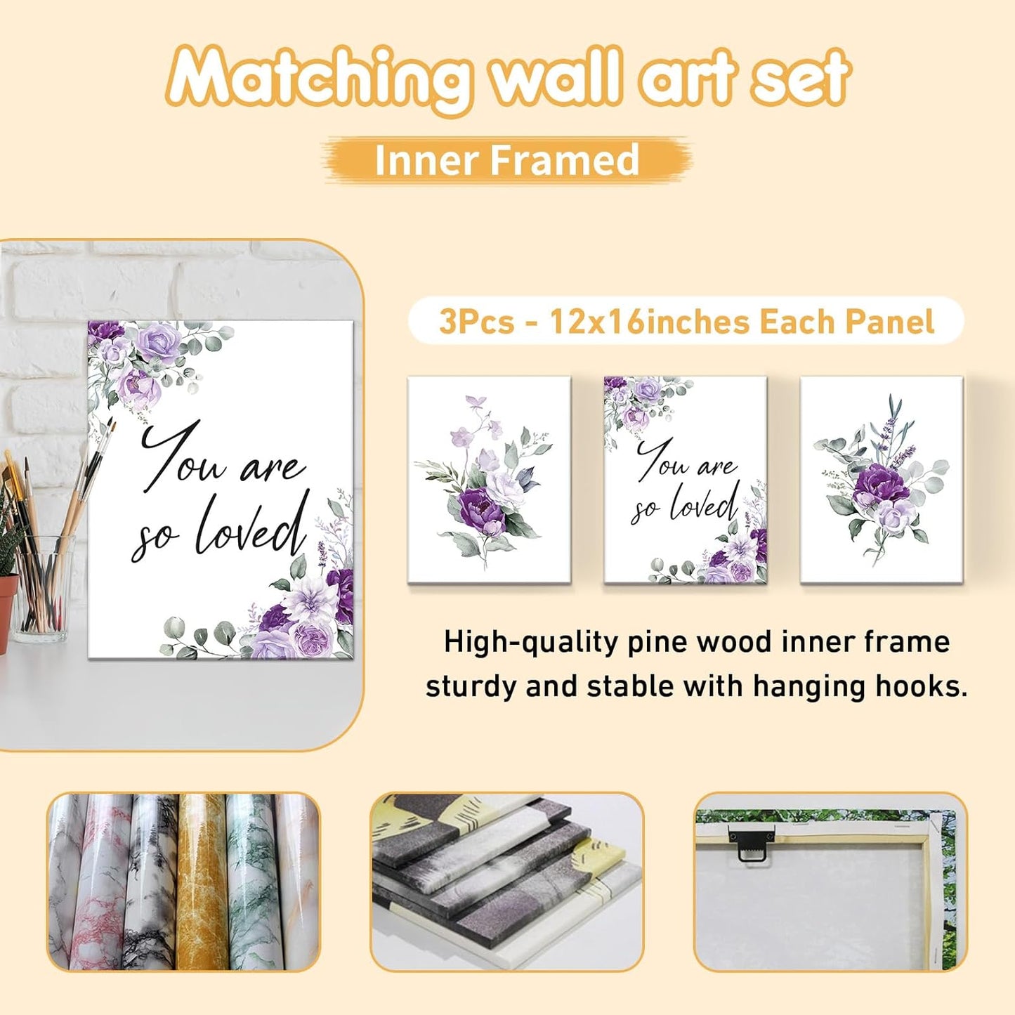 Personalized Baby Bedding Set - 5 Pcs Custom Toddlers Bedding Set with Infant Name - Soft Double Layer Nursery Crib Set for Girls Boys - Customized Infant Gifts for Baby Shower - Purple Flowers