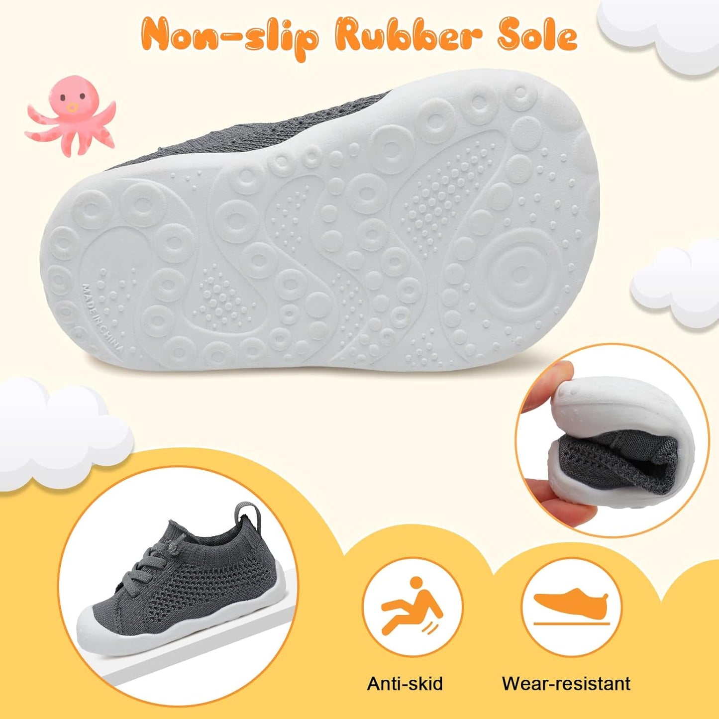 JIASUQI Baby Shoes for Toddler Boys Girls Sneakers Slip on Walking Shoes for Babies