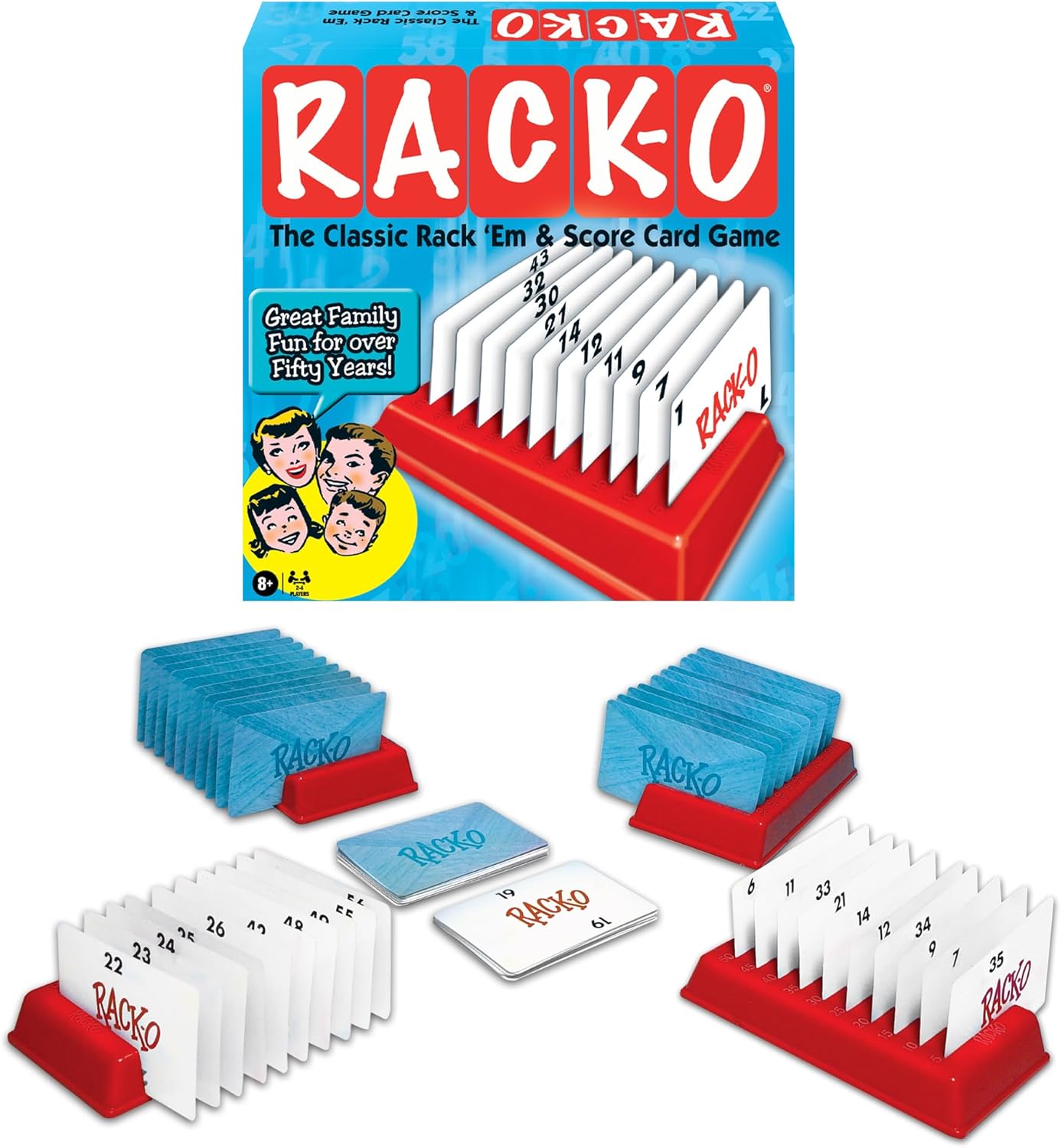 Rack-O Retro Game by Winning Moves Games USA, Classic Tabletop Game Enjoyed by Families Since the 1950's! Ages 8+, 2-4 Players (6122)