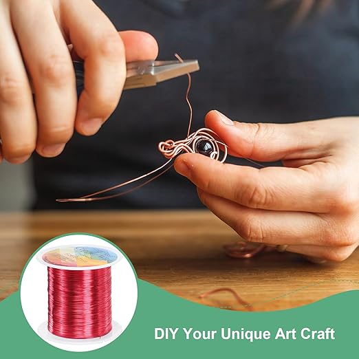 0.2mm Jewelry Wire, 32 Gauge 328FT Craft Wire Copper Beading Wire for Jewelry Making/Planting/Weaving/DIY Crafting, Soft Metal Wires [100M, Red]