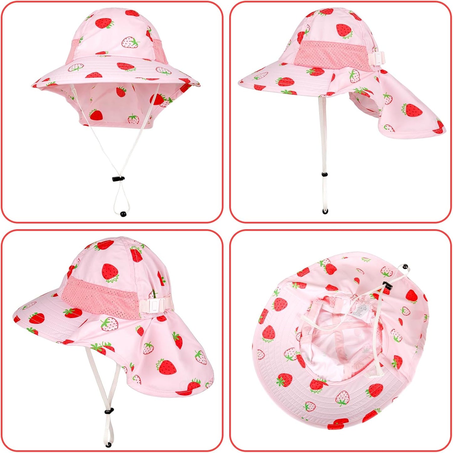 Toddler Baby Sun Hat Kids Summer UPF 50+ for Boys Girls Adjustable Beach Hats with Bucket Wide Brim Age 1-7 Years