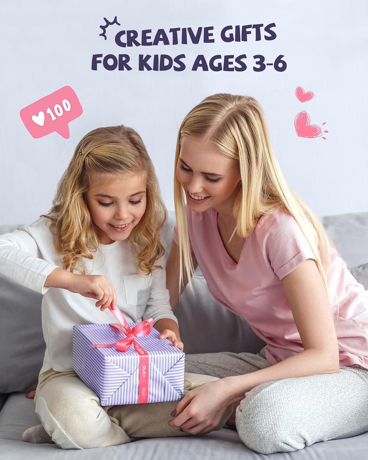 Ruko 6088 RC Robot Toys for Kids, Smart Gesture Sensing Interactive, Singing Dancing Rechargeable Programmable, Gifts for Girls & Boys 3 4 5 6 Years Old, Pink