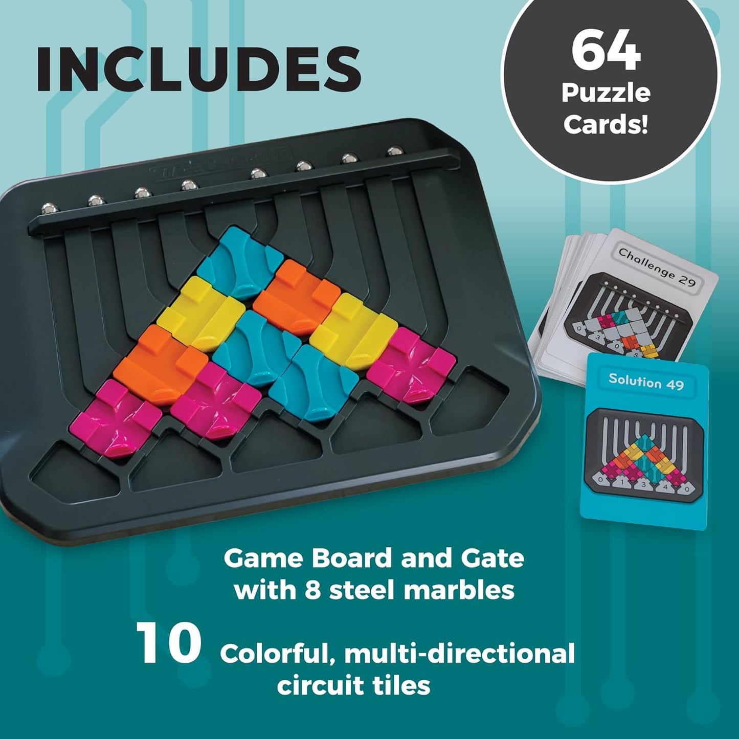 MindWare Marble Circuit Puzzle, Logic Game with 64 Challenges, Brainteaser Game for Ages 8 & Older