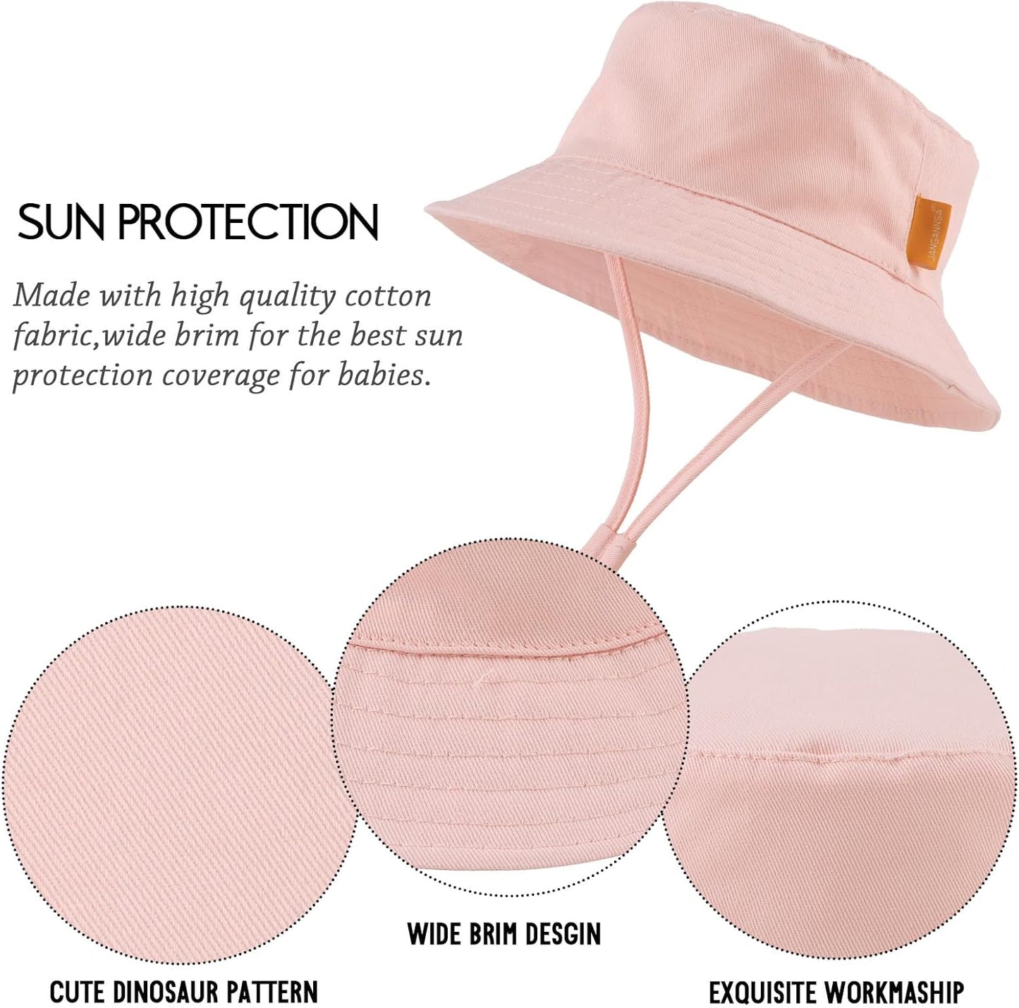 JANGANNSA Cotton Baby Sun Hat Infant Toddler Boys Girls Bucket Hats Summer Sun Protection Kids Beach Caps