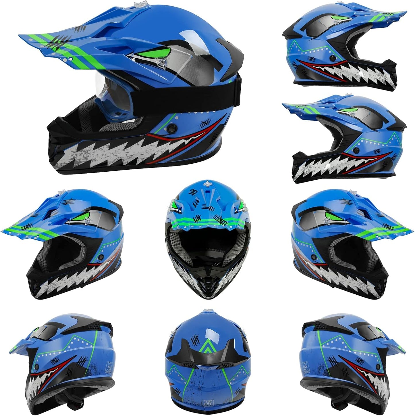 TCMT Dot Youth & Kids Motorcycle Off-Road Helmet Full Face Motocross Street Dirt Bike Mountain Bike BMX MX ATV Helmet+Goggles+Gloves New