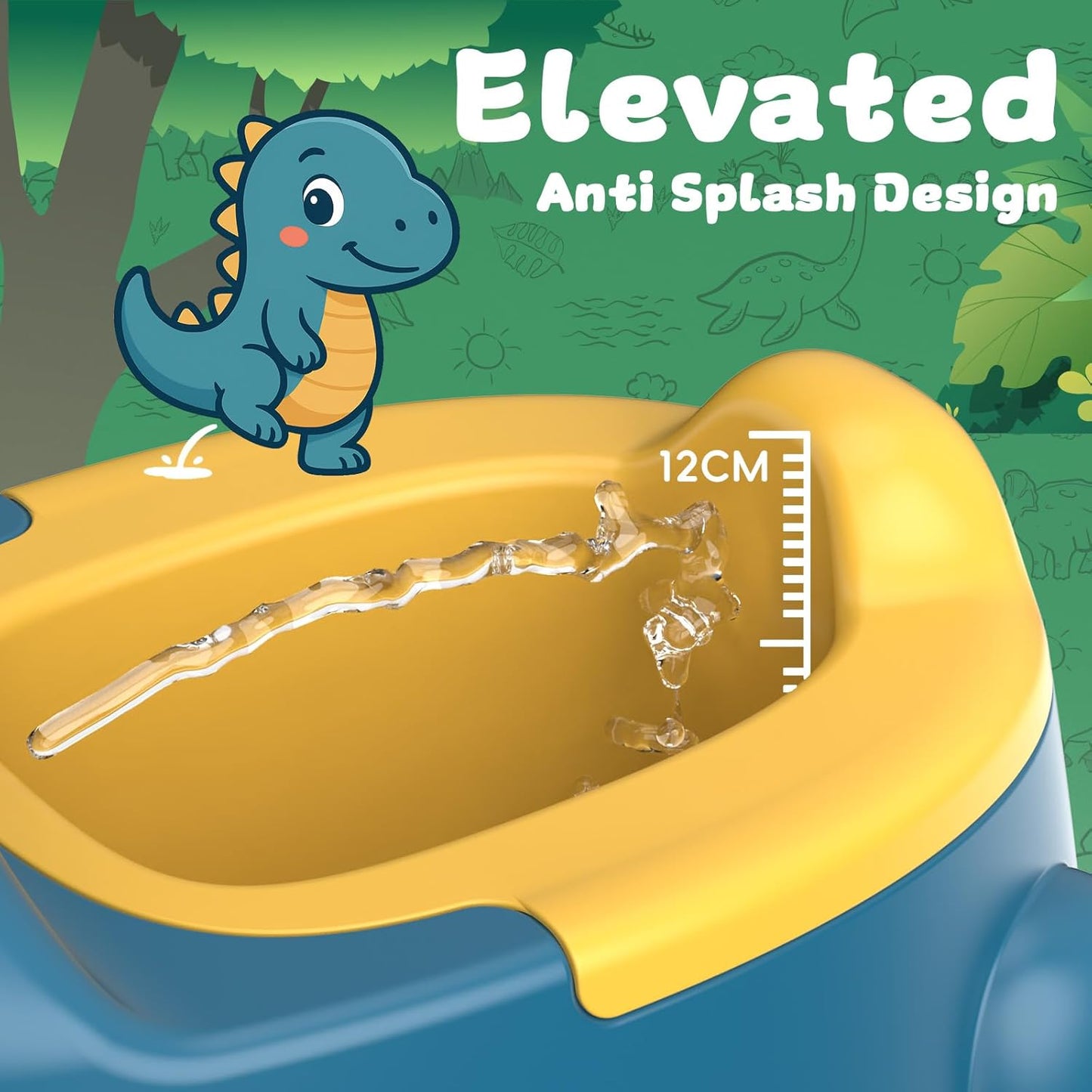 Potty Training Toilet Toddler Potty Chair Kids Boys Girls Dinosaur Animal Comfortable Potties Training Seat for Childrens Ages 1-3 Portable Baby Toilets with Lid Back Easy to Clean Potty Trainer,Blue