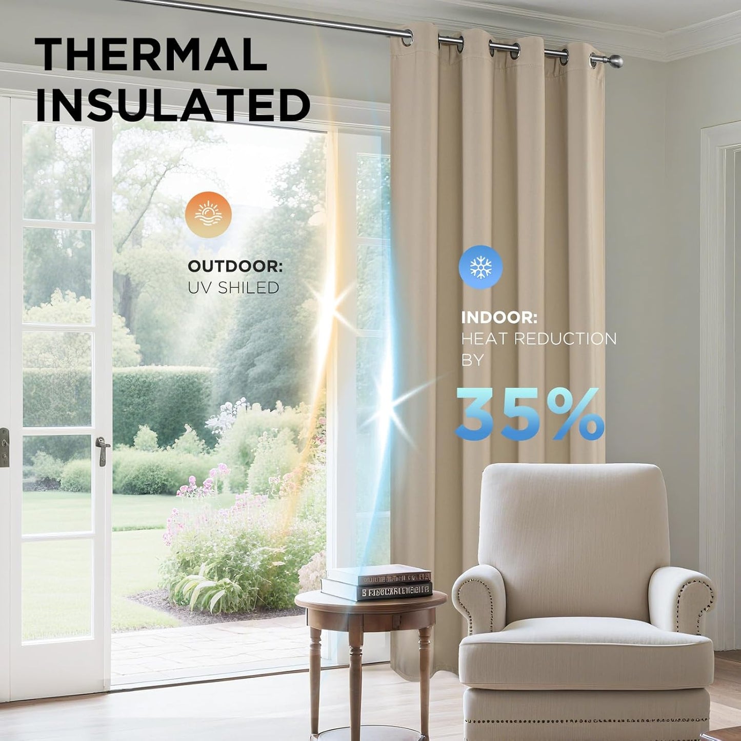 Joydeco Blackout Curtains 120 Inch Length 2 Panels Set, Thermal Insulated Long Curtains& Drapes 2 Burg, Christmas Drapes for Living Room Bedroom Window