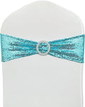 50 Pcs Sequin Chair Sashes Stretch Chair Bands Spandex Polyester Bows for Party Hotel Wedding Banquets Decoration - Aqua