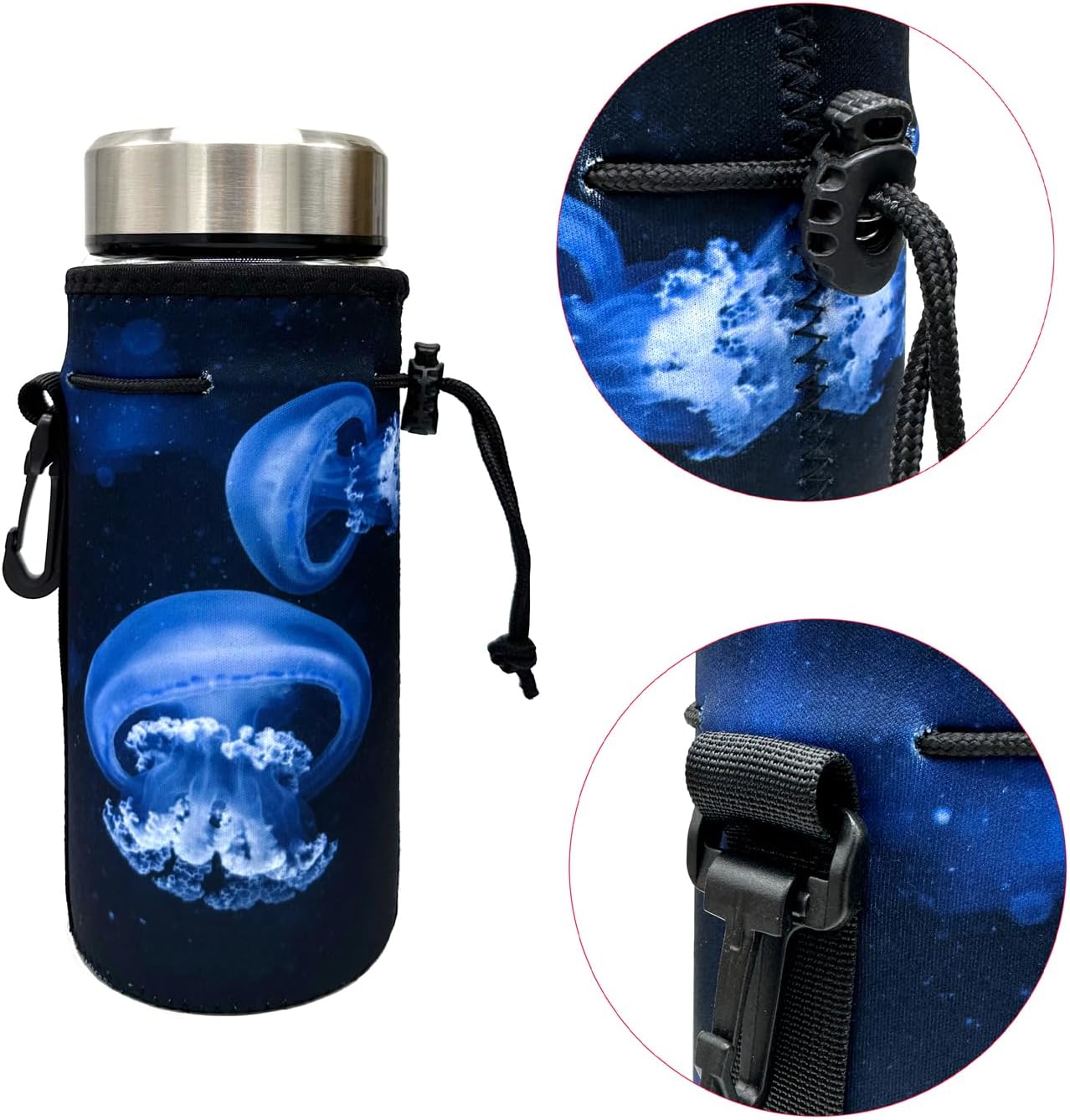 Neoprene Bottle Sleeve, Portable Insulator Cover for 18-20 Oz Water Bottle (Jellyfish)